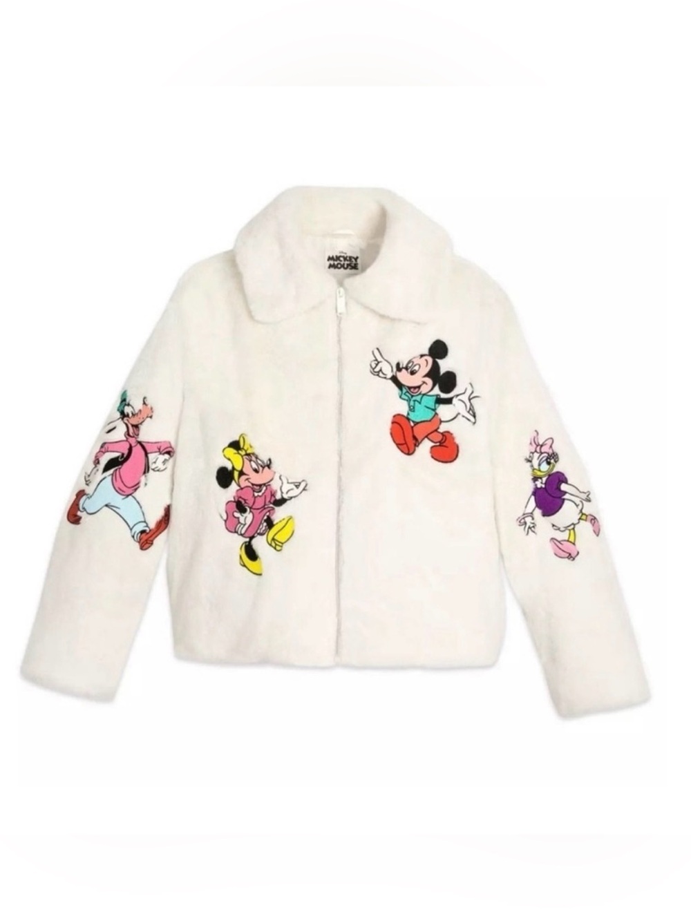 Disney White Faux-Fur Mickey & Friends Jacket